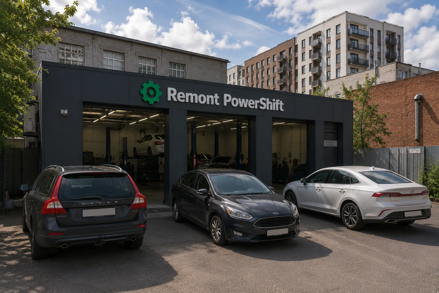 Филиал №1 (Задонский проезд) — фасад автосервиса PowerShift в Москве