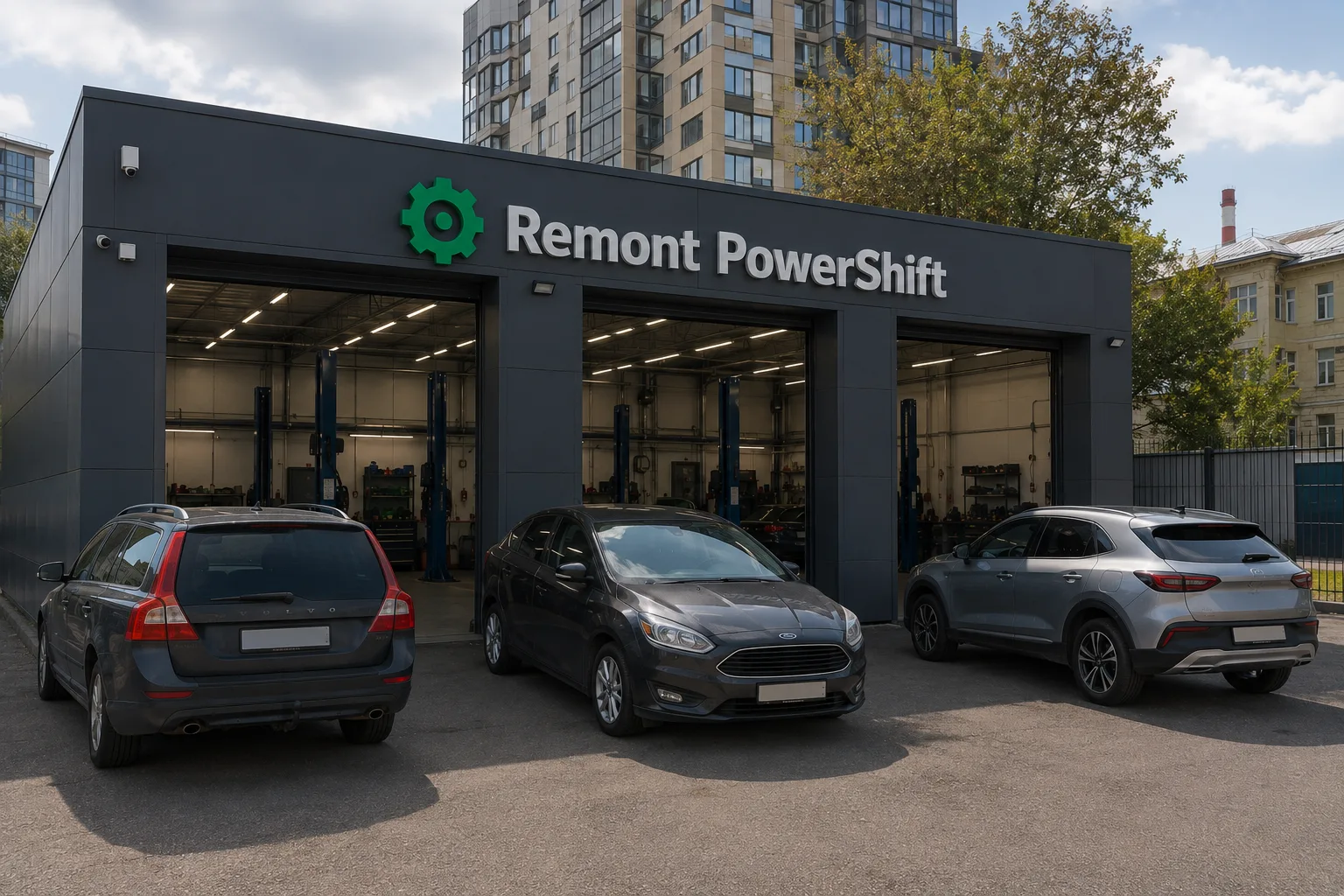 Филиал №2 (Проезд Добролюбова) — фасад автосервиса PowerShift в Москве