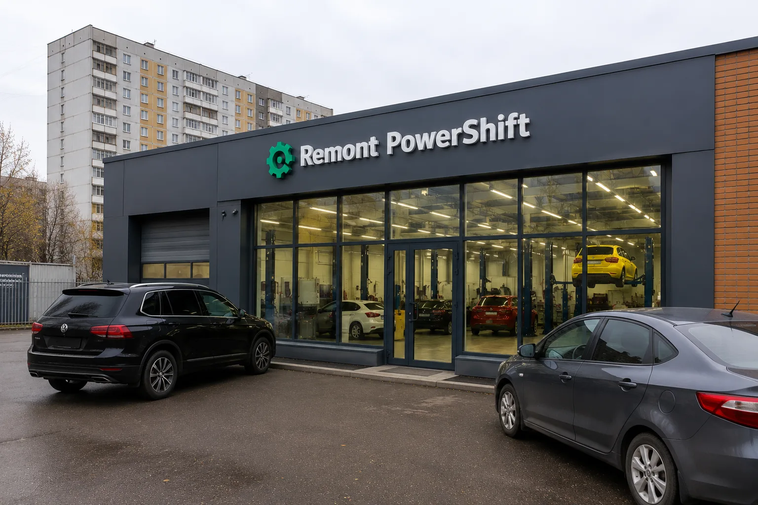 Филиал №5 (Каширское шоссе) — фасад автосервиса PowerShift в Москве